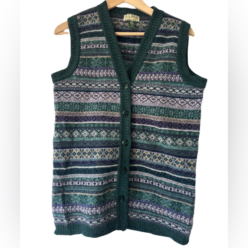 vintage ✨ L.L. Bean Men’s 100% Wool Patterned Vest
